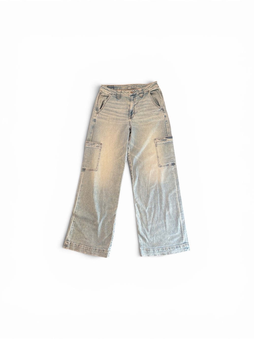 American Eagle Outfitters Light Blue Wide-Leg Cargo Jeans